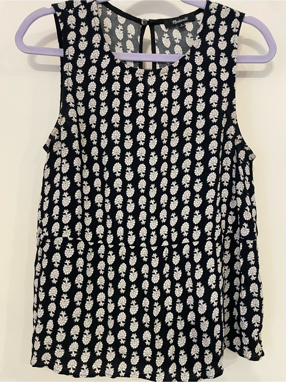 Madewell Black and White Sleeveless Printed top